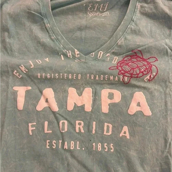 Women’s EMJ Sportswear Tampa Florida V Neck T Shirt Size XXL - Picture 4 of 4